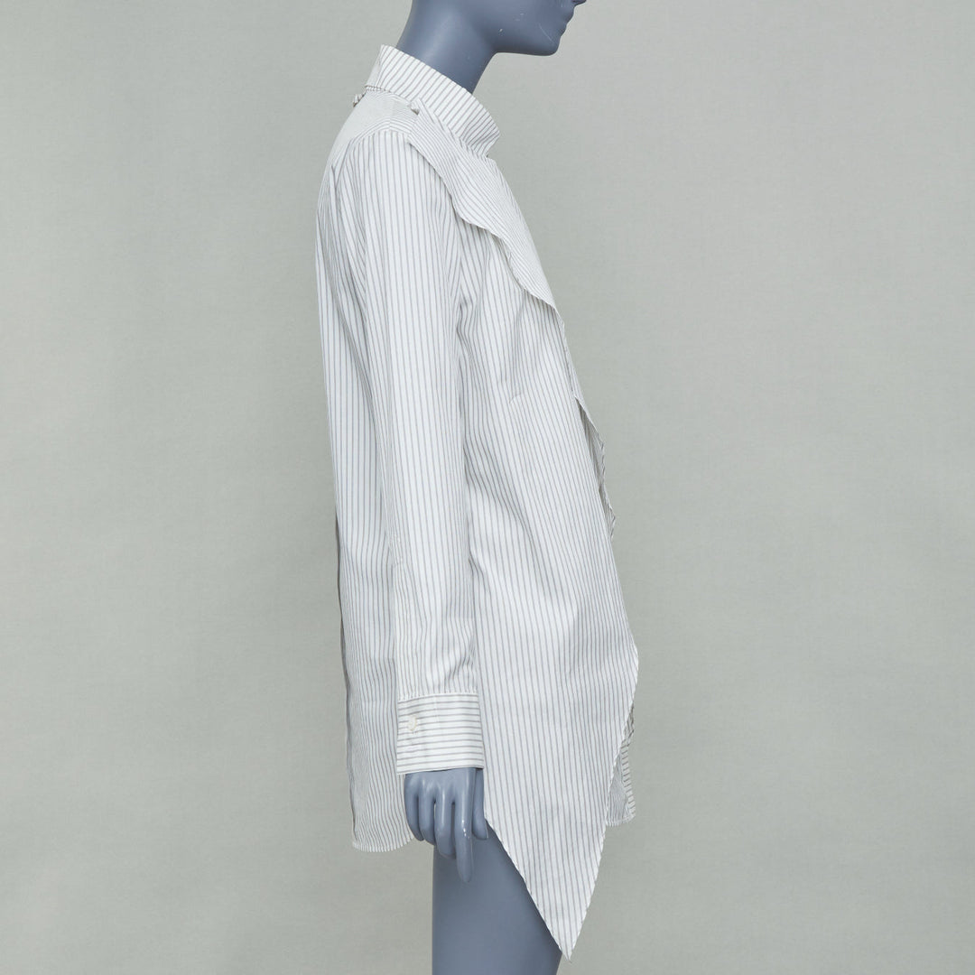 VALERY KOVALSKA striped cotton asymmetric crossover layer tuxedo shirt XS
