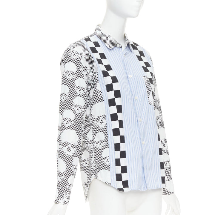 COMME DES GARCONS HOMME PLUS 2011 blue skeleton skull patchwork shirt XS