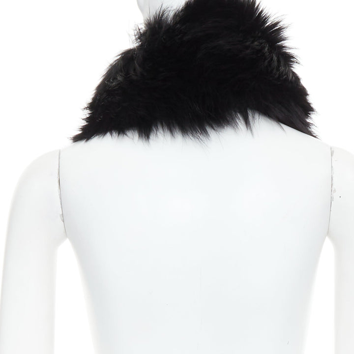 LOUIS VUITTON 2019 Stephen Sprouse black fur brown leopard graffiti collar scarf