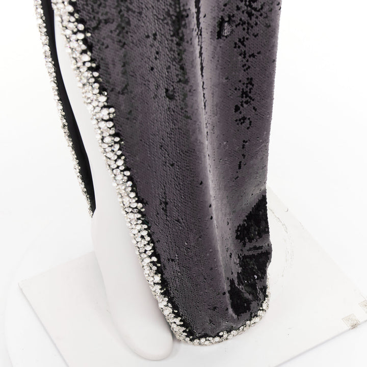 ALEXANDRE VAUTHIER COUTURE SS2021 black sequin silver crystal one shoulder dress