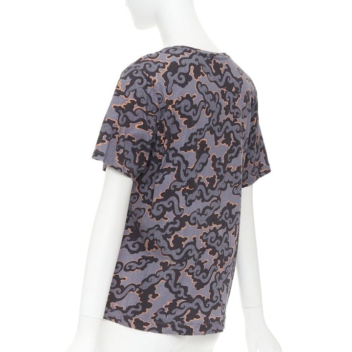 DRIES VAN NOTEN 2013 purple orange oriental cloud print felt applique tshirt S