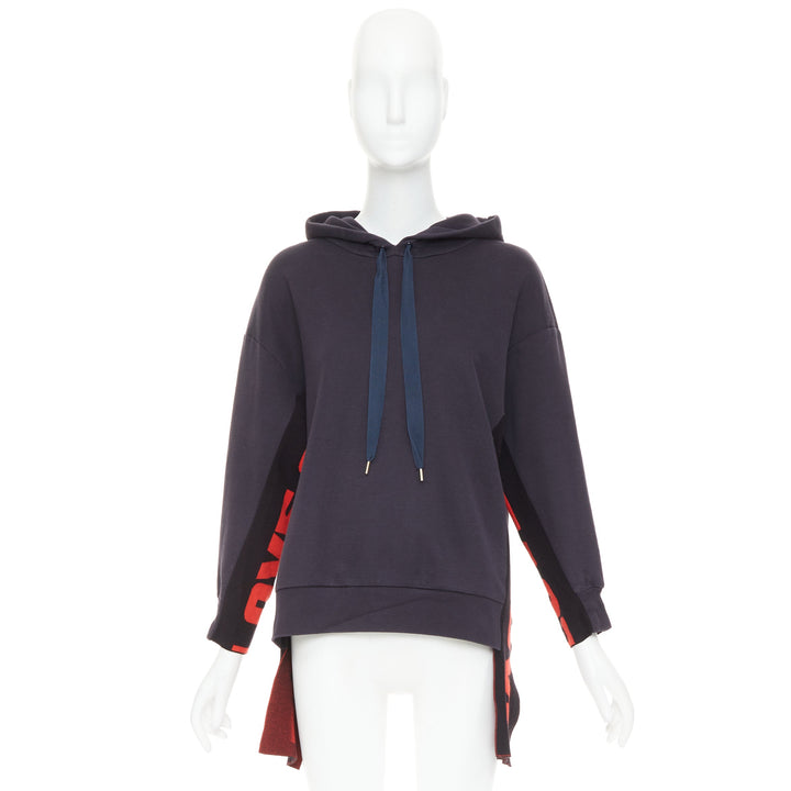 STELLA MCCARTNEY 2017 All is Love trim high low hem drawstring hoodie IT36 XXS