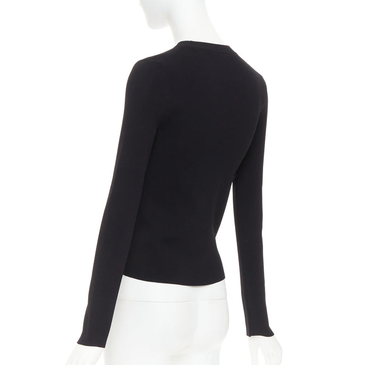 BALENCIAGA Demna 2021 black logo collar long sleeve crew neck pullover top S