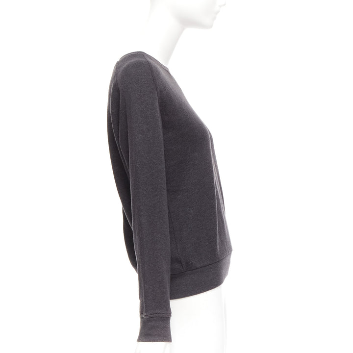 DRIES VAN NOTEN grey cotton blend silver zip back pullover sweater S
