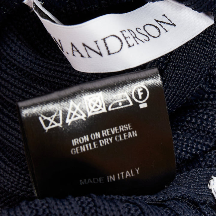 JW ANDERSON navy viscose ribbed turtleneck deconstructed mini dress XS