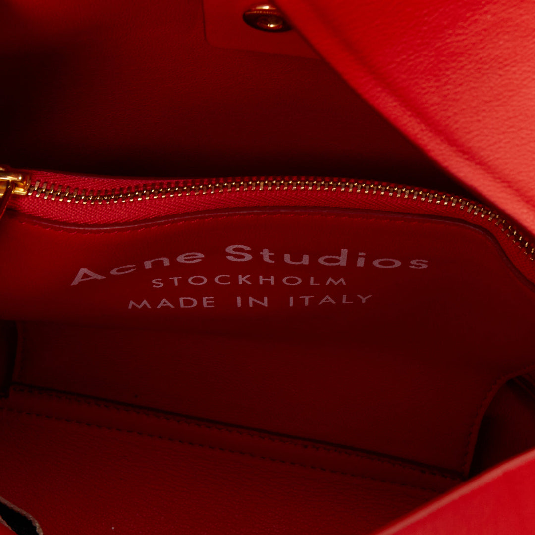 ACNE STUDIOS Musubi Mini red smooth leather ribbon side top handle bag