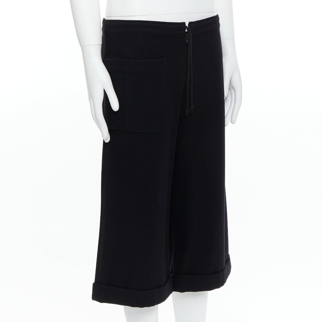 YOHJI YAMAMOTO Y's black 100% wool drawstring pocketed front shorts JP4 XL