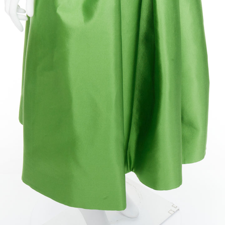 PRADA 2022 Kelly Green duchesse silk wool evening full midi skirt IT40 M
