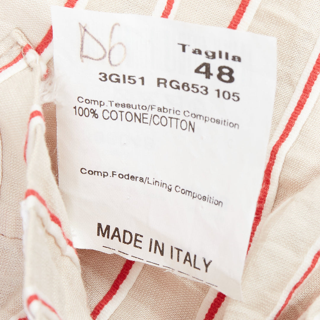 ROMEO GIGLI red beige cotton striped applique slim blazer IT48 M