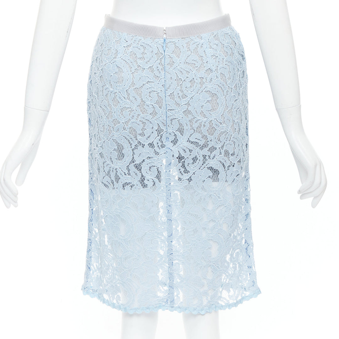 SACAI LUCK light blue rayon blend lace grey lined skort skirt JP1 S