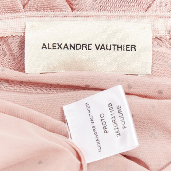 ALEXANDRE VAUTHIER pink degrade crystal strass embellished sheer backless gown