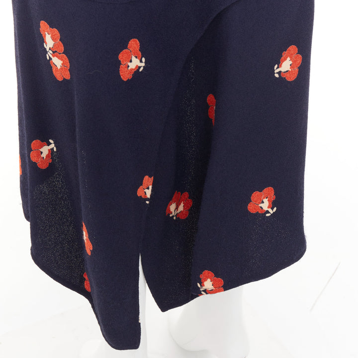 VICTORIA BECKHAM 2018 navy orange floral print asymmetric panelled skirt UK10 M