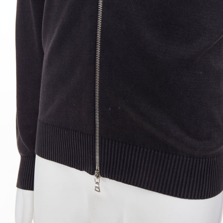 PRADA 2012 cotton full zip mock neck knit cardigan washed effect sweater IT48 M