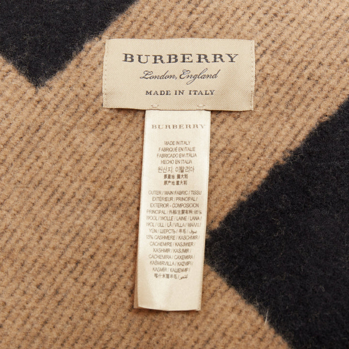 BURBERRY beige  House Check wool cashmere chained cape blanket poncho
