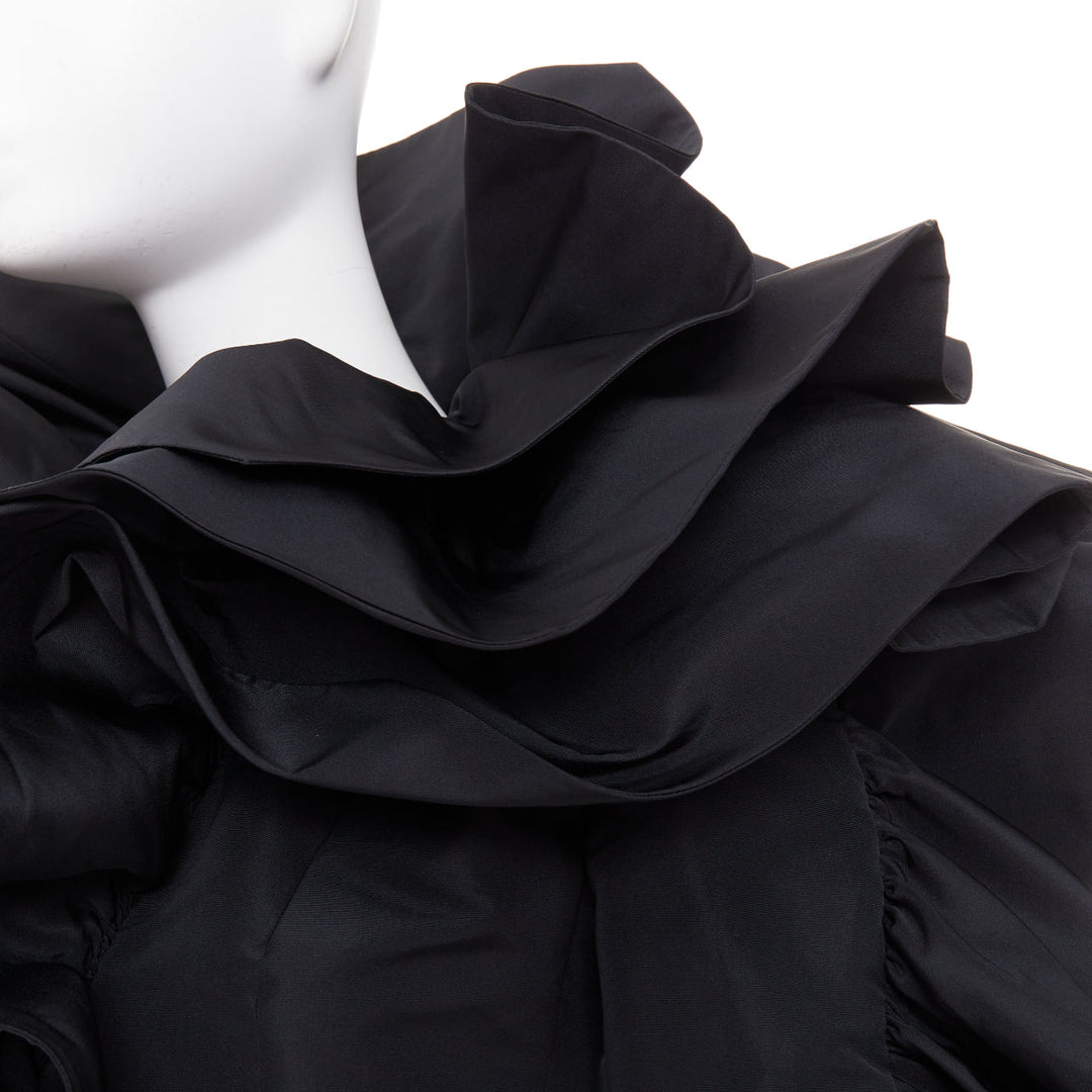 ALEXANDRE VAUTHIER COUTURE black sculptural ruffles peplum cropped blazer jacket