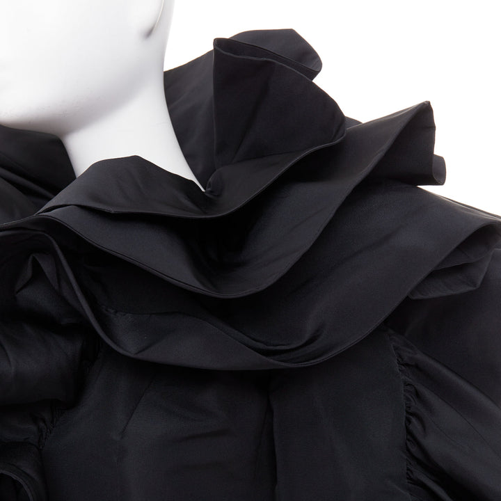 ALEXANDRE VAUTHIER COUTURE black sculptural ruffles peplum cropped blazer jacket