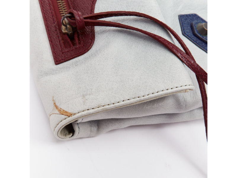 BALENCIAGA a Motocross Classic Envelope Clutch blue burgundy foldover bag