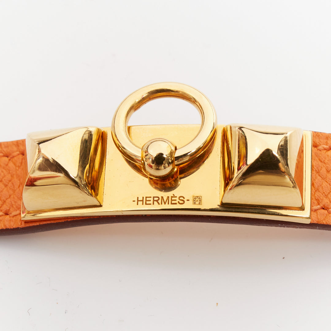 HERMES Rivale Double Tour ange GHW studded double wrap bracelet XS