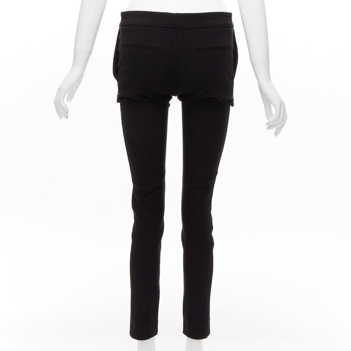 STELLA MCCARTNEY black wool blend high waist cropped skinny pants IT36 XXS