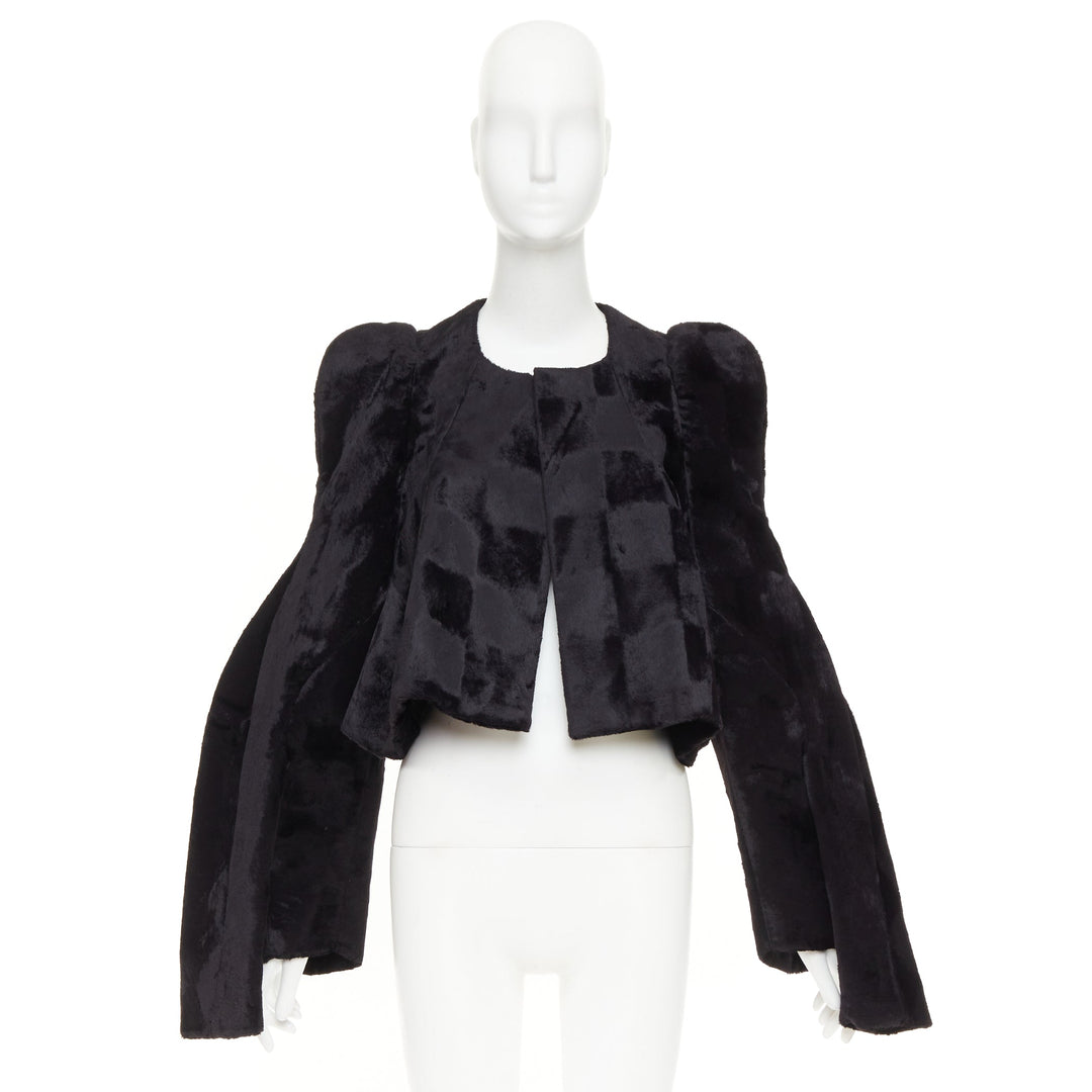rare COMME DES GARCONS 2019 Runway velvet checkered 4 sleeves 3D cut jacket XS