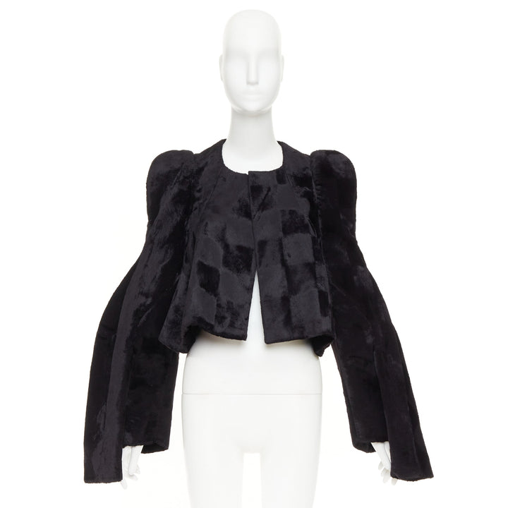 rare COMME DES GARCONS 2019 Runway velvet checkered 4 sleeves 3D cut jacket XS