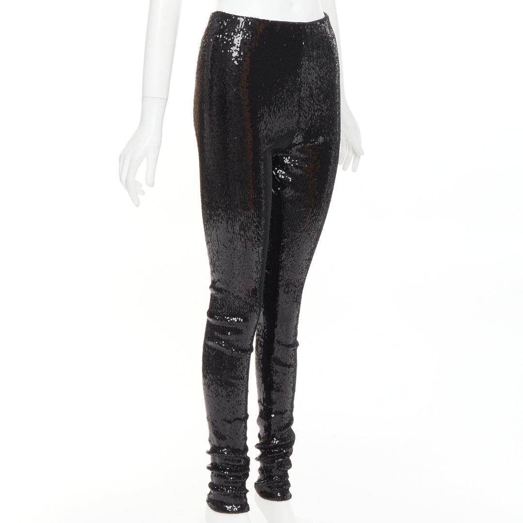 ALEXANDRE VAUTHIER black pailette sequins stretchy legging pants