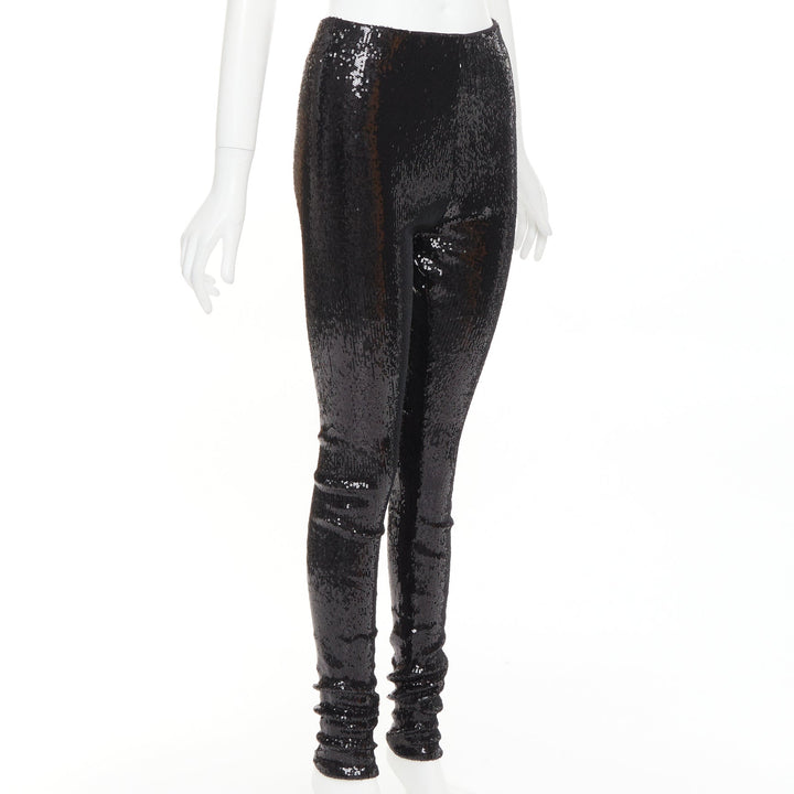 ALEXANDRE VAUTHIER black pailette sequins stretchy legging pants
