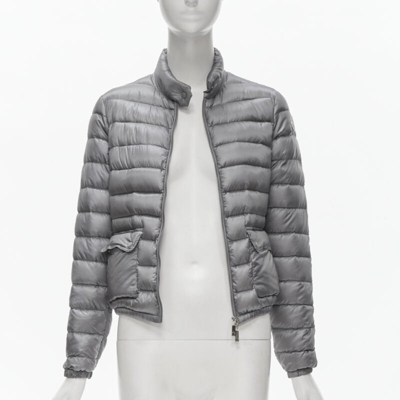 MONCLER Lans Giubbotto grey down feather padded puffer jacket US0 XS