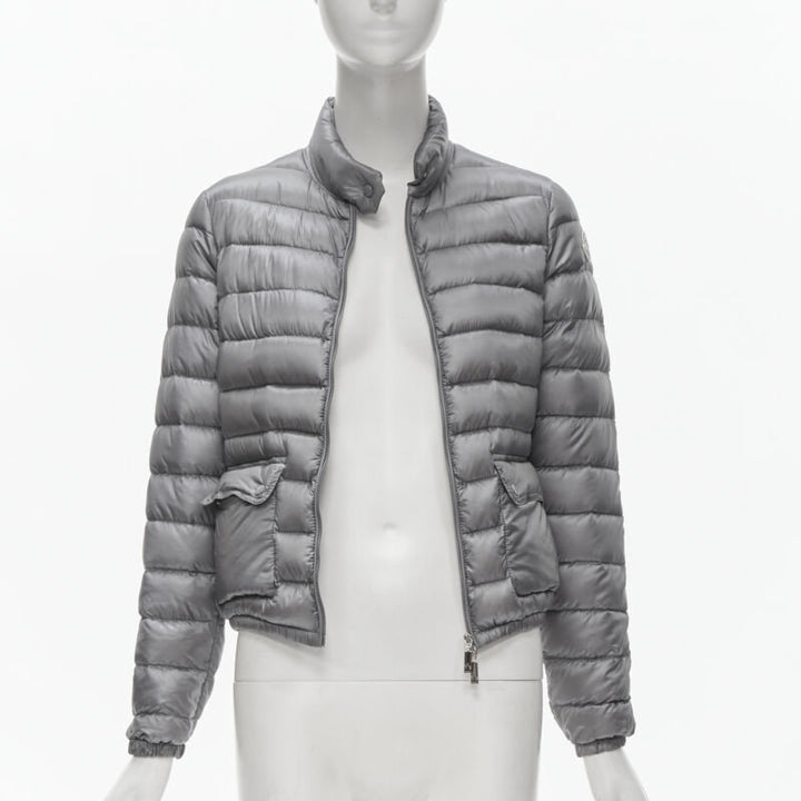 MONCLER Lans Giubbotto grey down feather padded puffer jacket US0 XS