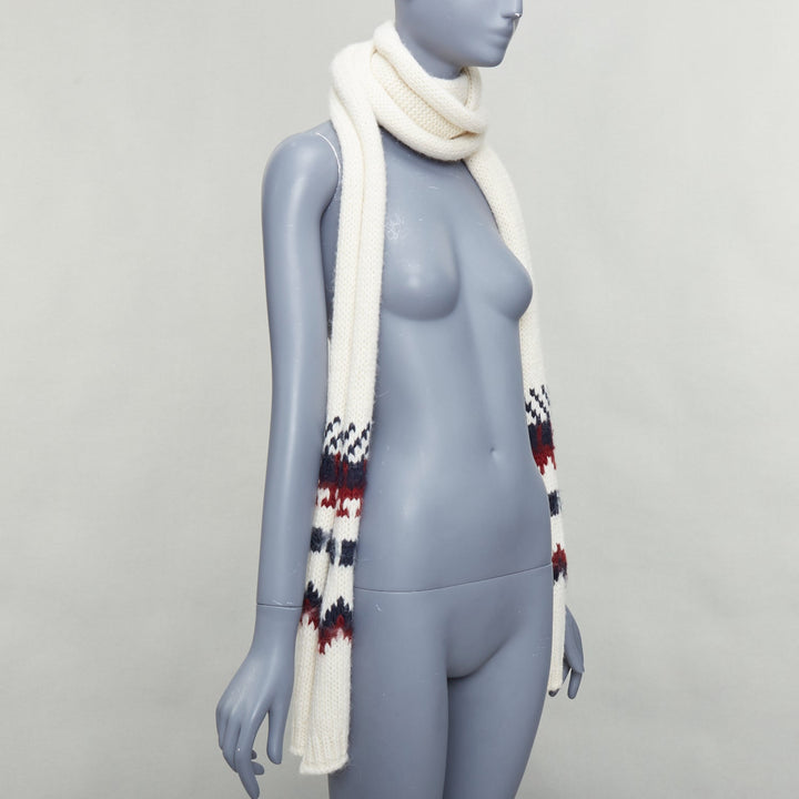 SAINT LAURENT 2013 Hedi Slimane cream virgin wool aztec long wrap scarf