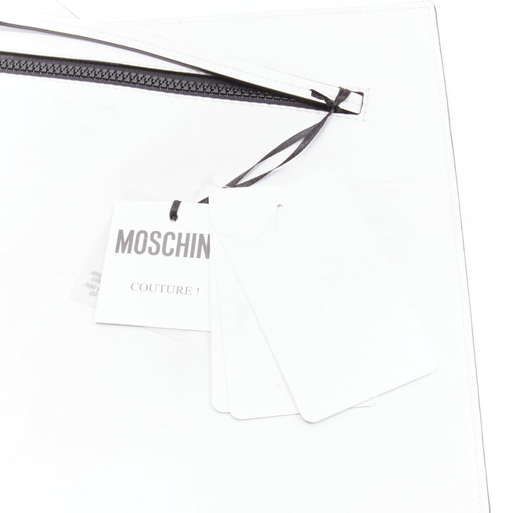 MOSCHINO COUTURE 2020 Runway Picasso Musical Note Score white leather clutch bag