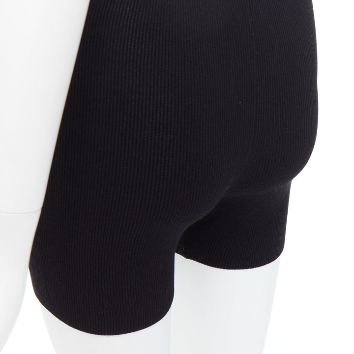 JACQUEMUS black viscose blend minimal knitted cyclist shorts FR36 S