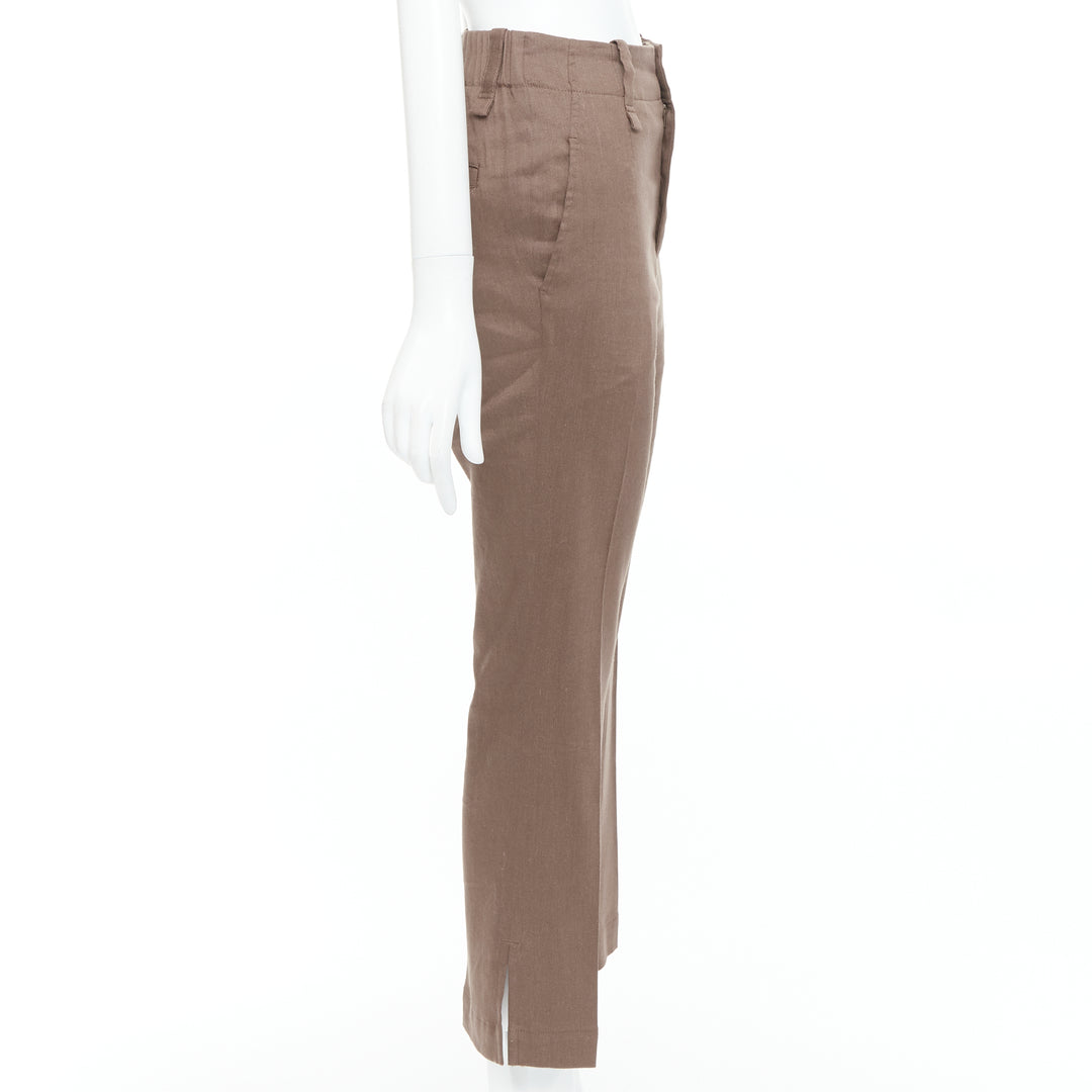 ISSEY MIYAKE brown linen blend high waist pants JP1 S