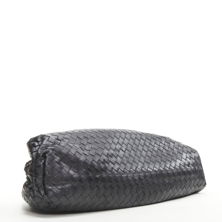 BOTTEGA VENETA The Intrecciato Pouch black signature woven leather clutch bag