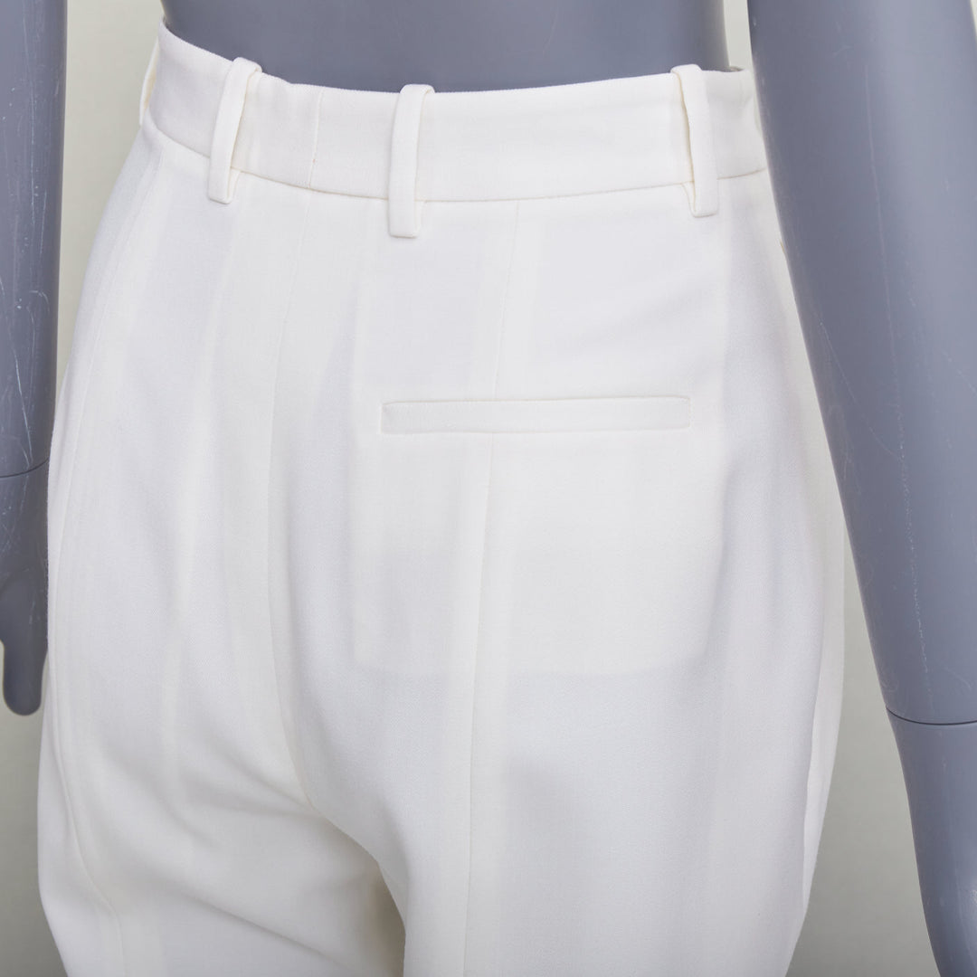 ALEXANDER MCQUEEN 2020 cream virgin wool curved side seam pants IT38 XS