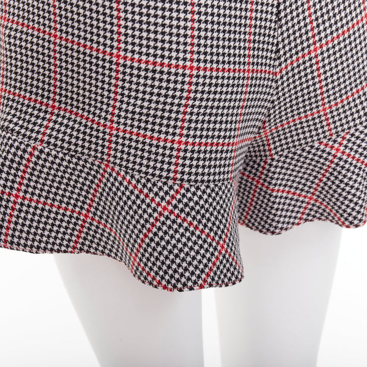 RED VALENTINO red black houndstooth check print flare mini skort IT36 XXS