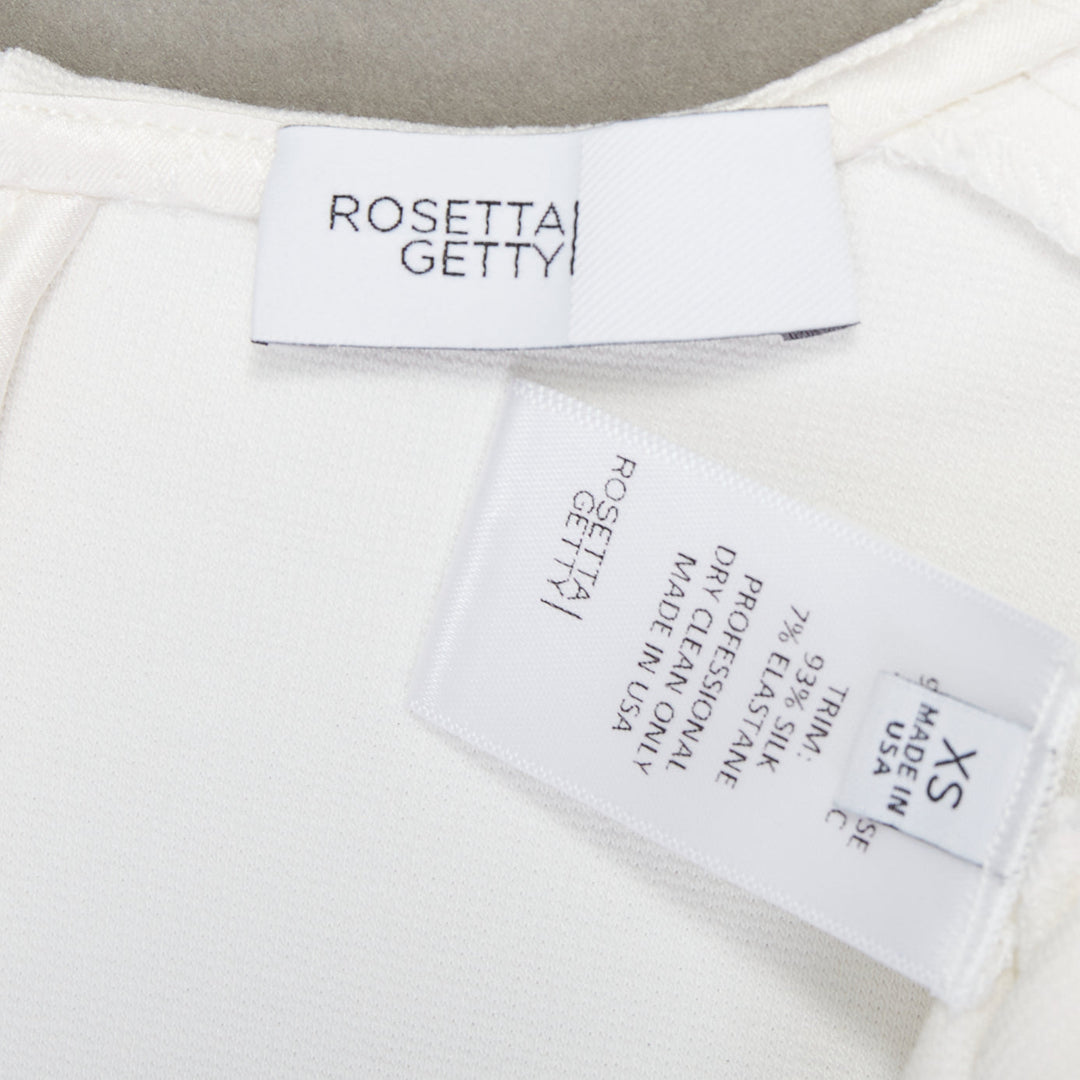 ROSETTA GETTY cream silk trim peplum cascade high low top top XS