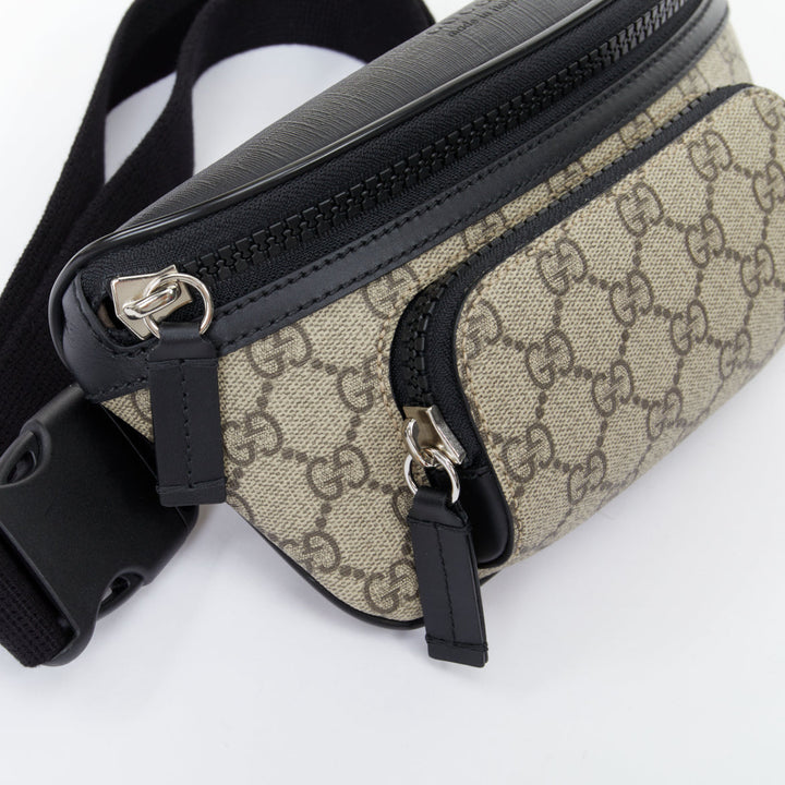 GUCCI Eden Supreme GG monogram canvas black leather belt bag