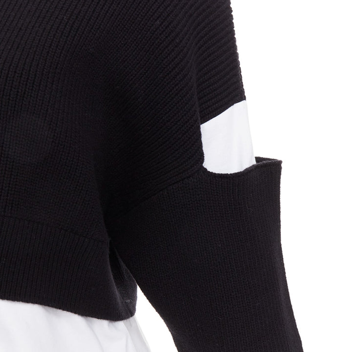 T ALEXANDER WANG black white cotton blend hybrid cropped sweater shirt top XS