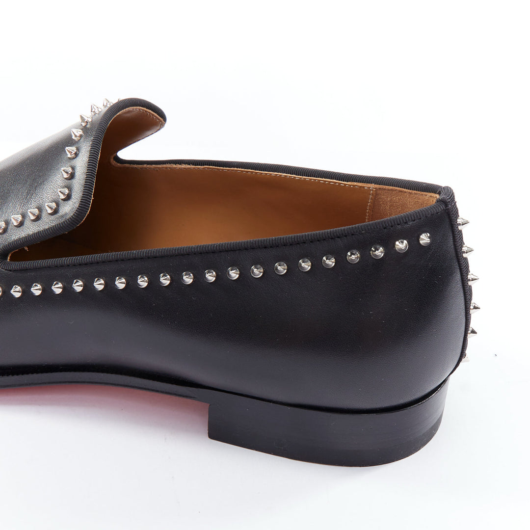 Male mannequin wearing Christian Louboutin Dandy Cloo Black Leather Men Loafer in Size EU43 | Available at JHROP