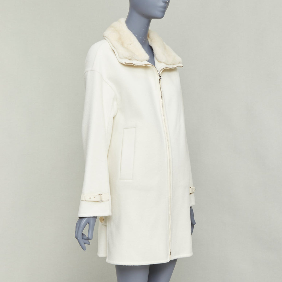 LORO PIANA Baby Cashmere Jubilee cream double face cashmere lambskin fur coat S