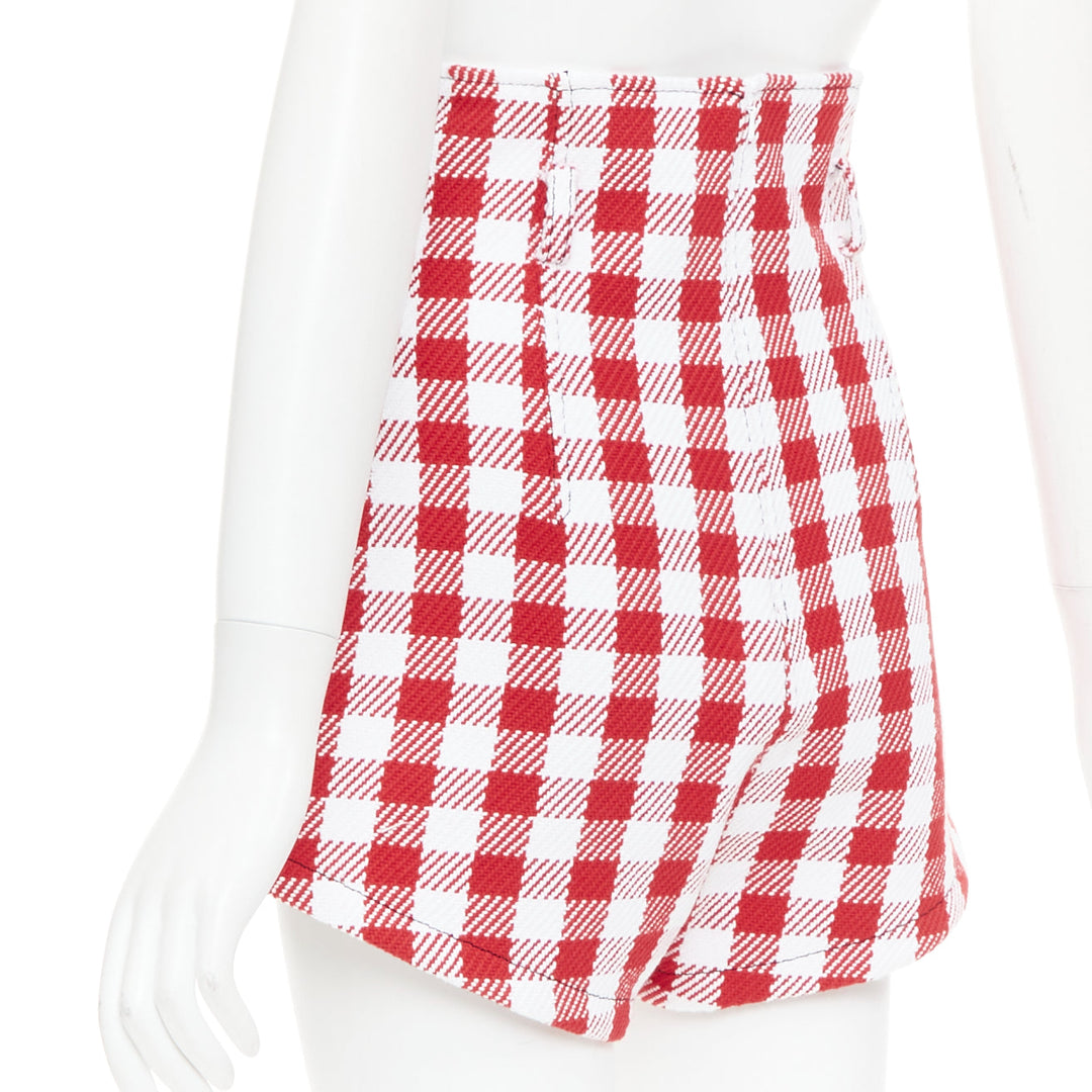 PHILOSOPHY Lorenzo Serafini red white check cotton blend high shorts IT38 XS