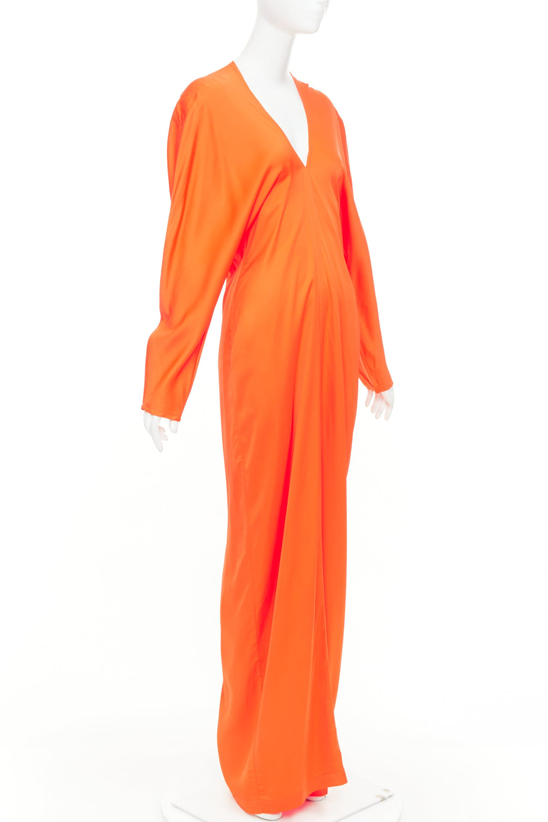 FERRAGAMO Maximilian Davis  Mandarin orange satin kimono gown dress IT38 XS