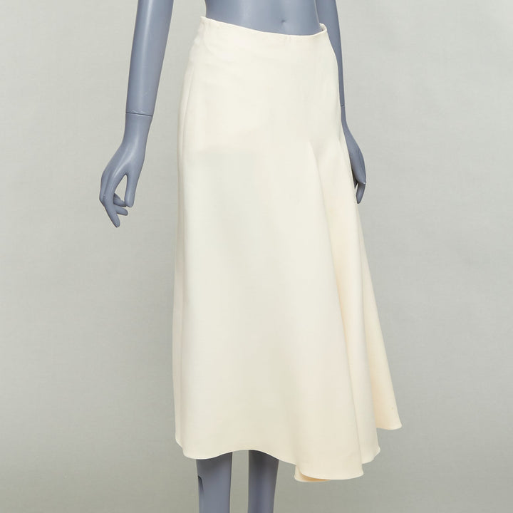 CHRISTIAN DIOR ecru  cream wool silk bias cut pleated Aline skirt FR38 M