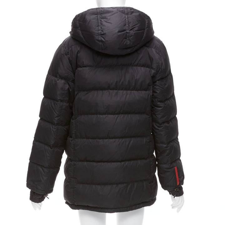 PRADA Sports black nylon 100% down filled hooded puffer jacket IT40 S