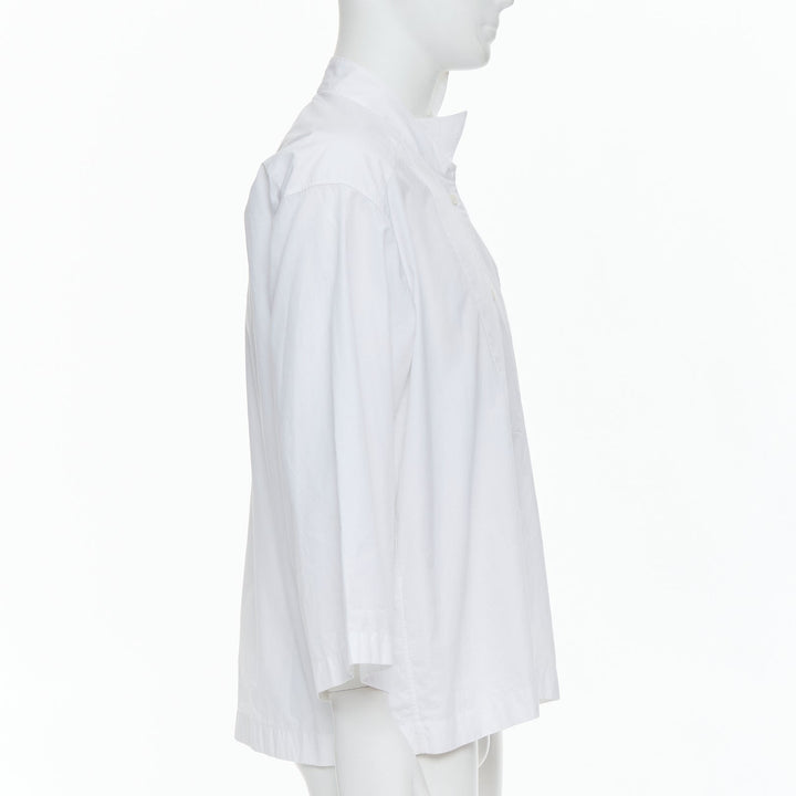 LOEWE white cotton asymmetric collar cropped sleeve boxy shirt S