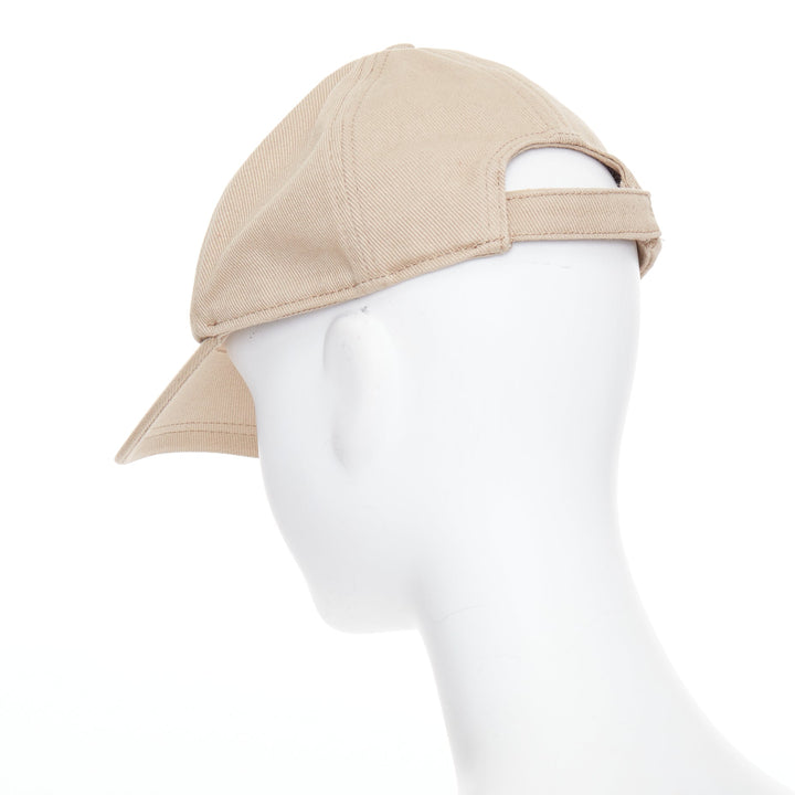 MIU MIU 2023 Drill khaki white cotton twill white logo baseball cap L