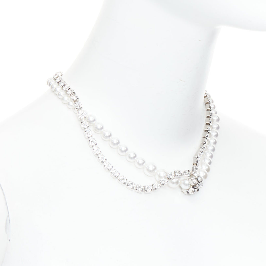 rare MAISON MARGIELA Line 11 Vintage deconstructed pearl crystal twist necklace