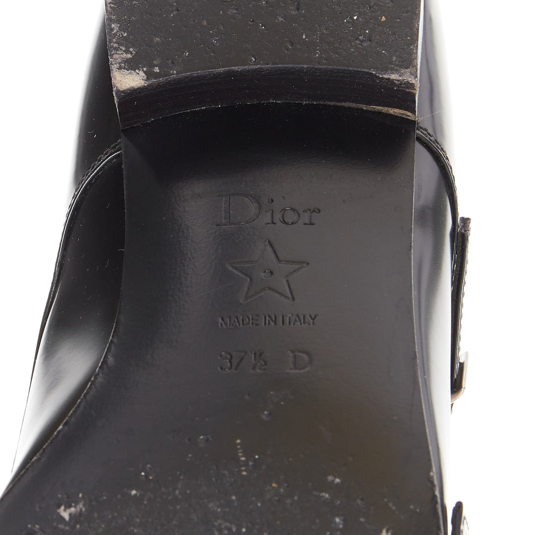 CHRISTIAN DIOR Swing black calfskin leather double buckle monk shoes EU37.5D