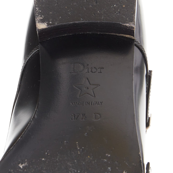 CHRISTIAN DIOR Swing black calfskin leather double buckle monk shoes EU37.5D